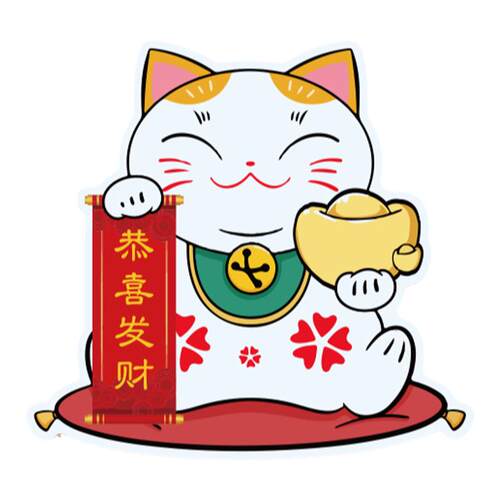 麻将馆墙面装饰品棋牌艺室房挂画氛围布置进店暴富招财猫贴纸打卡