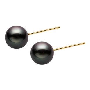 HELAS赫拉奥秘系列强光大溪地黑珍珠耳钉海水珍珠耳环女18K金耳饰