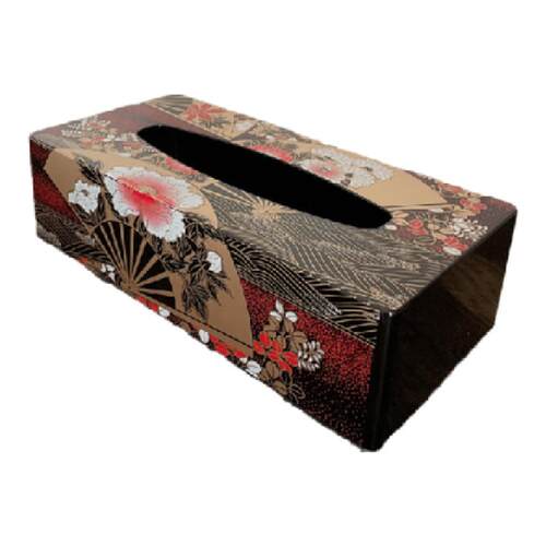 日本进口山中漆器纸巾盒客厅卧室抽纸盒带镜子复古装饰摆件餐巾盒