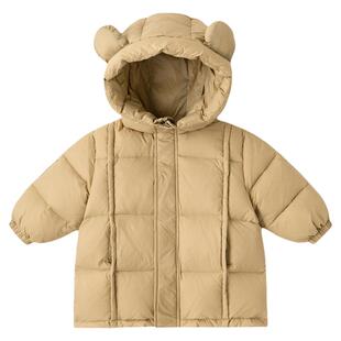 嘟嘟家儿童羽绒服中长款冬季男童防寒服冬款宝宝冬装保暖上衣连帽