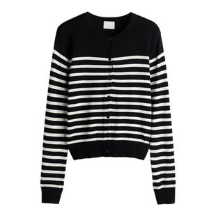 HM女装毛针织衫慵懒舒适休闲时尚打底衫短款开衫薄款外套0579541