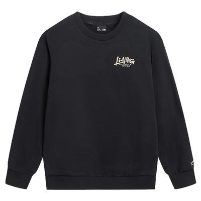 李宁童宽松男女同款套头无帽卫衣