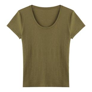 GOLDEN BARRY金和百瑞经典薄款圆领100%羊毛打底短袖T恤女201943