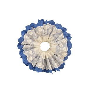 还得蓝白朵~洋气蕾丝肠圈高级感大肠发圈女高头发发饰头绳韩国