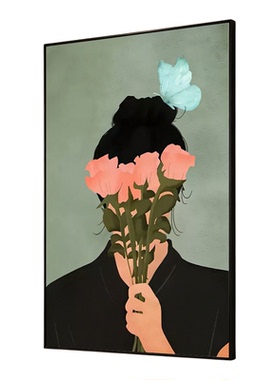 现代简约人物花卉客厅背景墙画