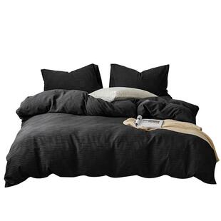 A类100新疆长绒棉四件套纯棉全棉提花简约床单被套床上用品黑色