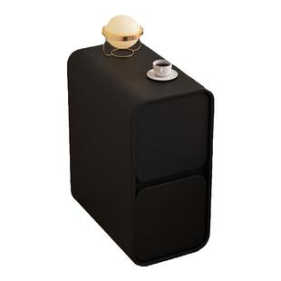 黑色实木床头柜简约现代皮质超窄夹缝床边柜小型迷你20cm收纳柜25