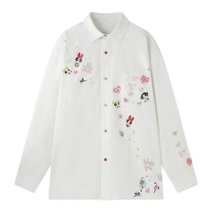 【飞天小女警联名】BJHG不计后果趣味卡通贴纸衬衫女款春季薄外套