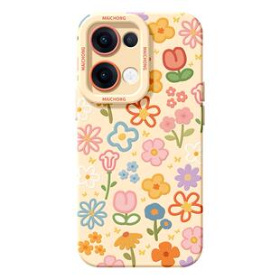 适用opporeno15手机壳女款reno14pro+保护套13全包pro硅胶8防摔reno7se高级oppo软壳10/11彩色花朵12个性外壳