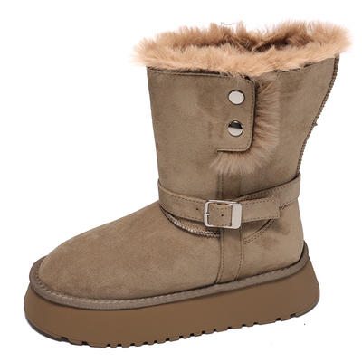 东北加厚加绒防滑厚底中筒雪地靴