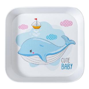 密胺卡通四方形吐骨碟家用干果零食点心小托盘茶几餐具收纳盘子