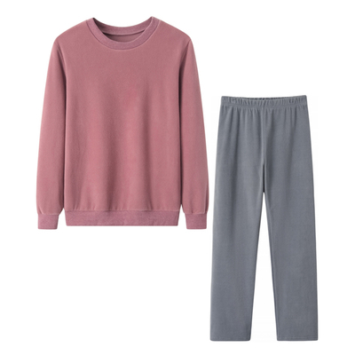 秋冬加绒加厚摇粒保暖家居服套装