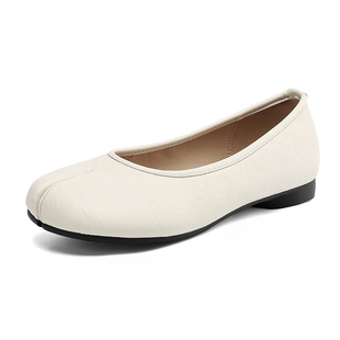 达芙妮平底单鞋女猪蹄分趾鞋2026新款春季浅口低跟皮鞋豆豆妈妈鞋