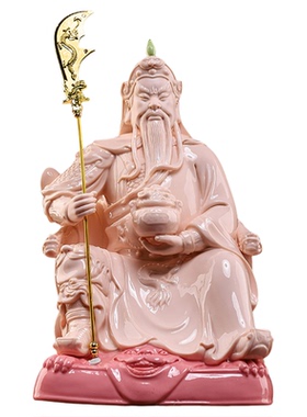 戴玉堂陶瓷玉红关公神像家用供奉关帝圣君关羽武财神摆件家居饰品