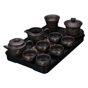 紫砂禅茶一味功夫茶具汉瓦壶茶杯整套泡茶器复古冲茶器套装家用
