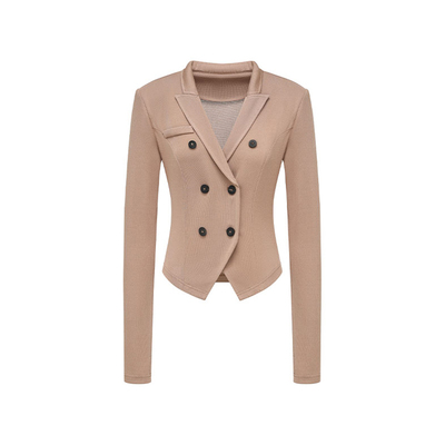 通勤长袖双排扣修身西装套装