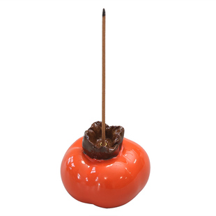 心想柿成中式创意陶瓷线香插家用室内香炉沉香茶座小号款柿子摆件