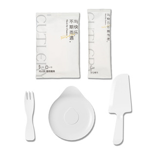 食客工具水滴10人份一次性生日聚会食品级蛋糕刀叉盘餐具套装定制