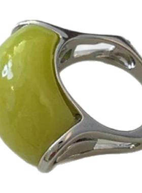 法式复古椭圆青提戒指