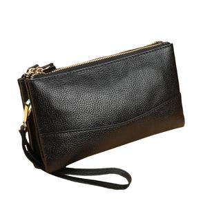 双拉链大容量真皮手拎零钱包女百搭2025新款软皮小手包放手机大钞