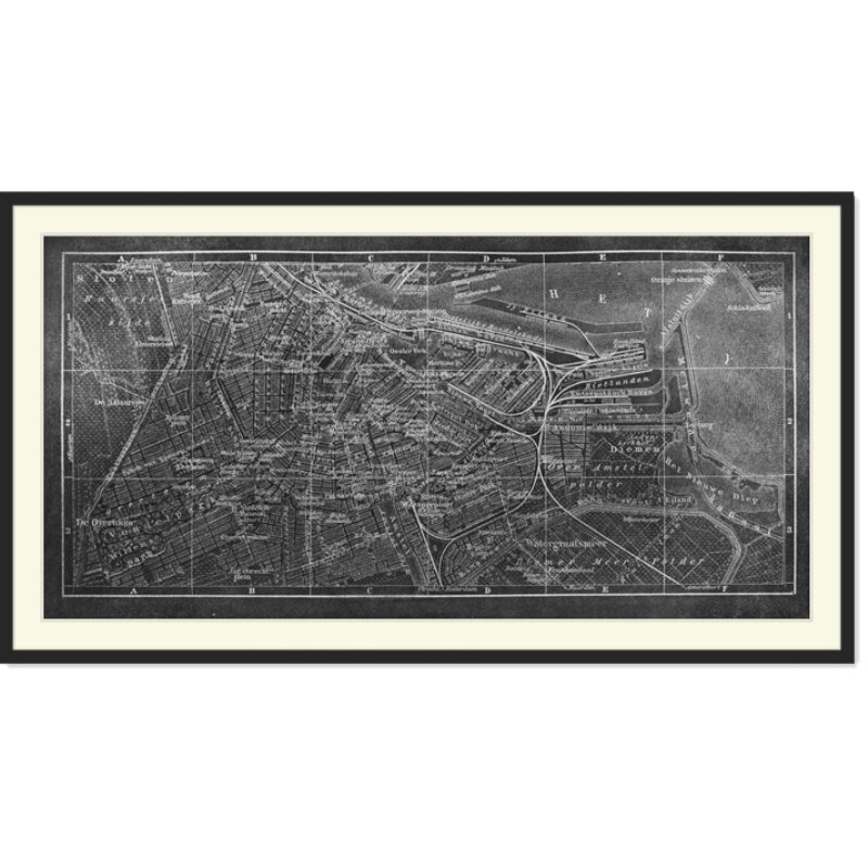 工业风现代简约 黑白个性地图装饰画 原版进口画芯 实木框画761