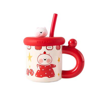 三福缔卡洛卡苹果小狗陶瓷杯400ML 趣味创意水杯514540