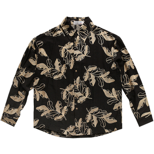 日系复古小众设计感长袖衬衫男款刺绣设计高级感衬衣秋季休闲外套