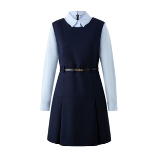 【零染】Eland衣恋连衣裙女假两件衬衫背心腰带长裙2025春季新款