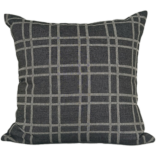 BACKTO卜凸中古老钱风黑咖格子亚麻抱枕靠枕靠垫现代极简样板房