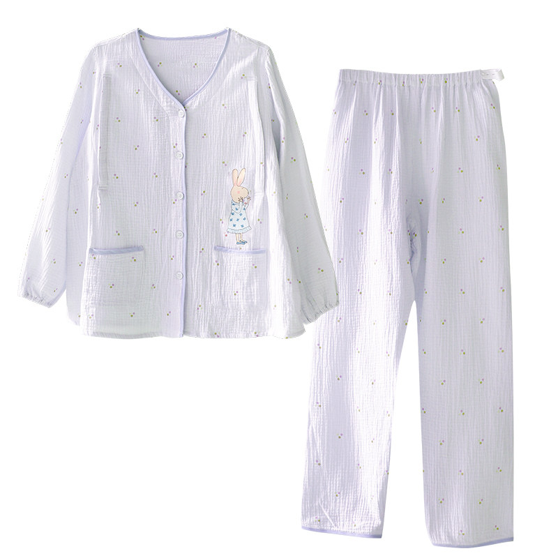 家时光月子服夏季薄款产后纯棉纱布吸汗孕妇哺乳衣睡衣产妇家居服