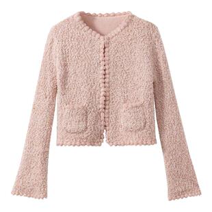 【浪漫矜贵】特种花纱 手工花边领喇叭袖名媛小香风针织开衫外套