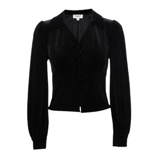 Vero Moda衬衫女2026春季新款千金风翻领泡泡袖修身显瘦丝绒上衣