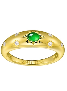 绿玉髓幸运八芒星戒指女925银