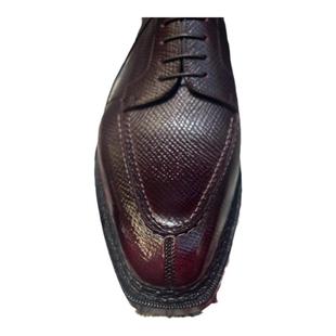 固伦手工三线挪威缝德比款霍尔纹沉船皮荔枝纹酒红色渐变琴底挑缝