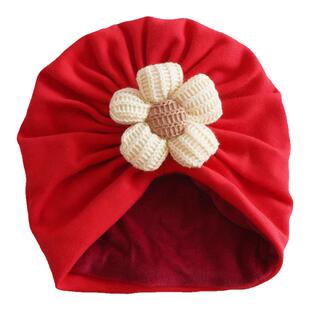 婴儿帽子男女宝宝加绒加厚保暖套头帽新生儿纯棉胎帽可爱印度帽冬