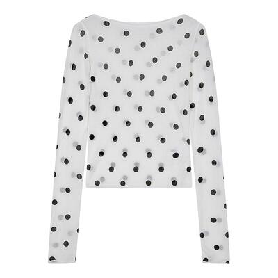 SLY 2026早春新品甜美风波点撞色修身圆领毛针织衫030JSA01-0281