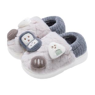 利达妮可爱棉拖鞋男童包跟2025新款冬室内防滑卡通加绒亲子棉鞋女