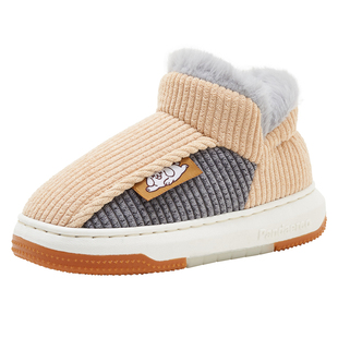 冬季儿童包跟棉拖鞋加绒加厚男女中大童居家外穿防滑厚底保暖棉鞋