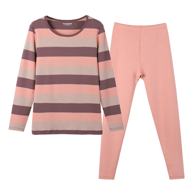 三针舒绒棉棉加厚条纹保暖内衣