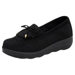 春秋新款老北京布鞋女鞋松糕厚底豆豆鞋坡跟中跟妈妈鞋女工作单鞋