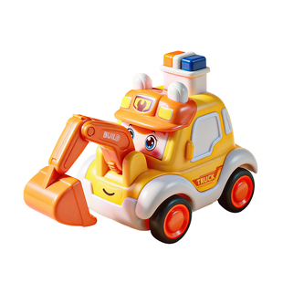 儿童按压变脸小汽车挖掘机2岁3岁4岁5Q萌卡通耐摔滑行婴儿玩具车