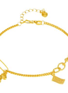 个性可爱小马美币手链女生沙金