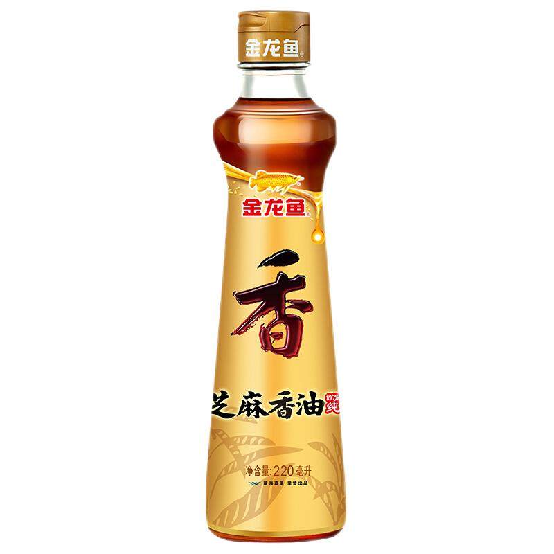 金龙鱼芝麻油220ml/瓶 纯芝麻香油 凉拌调味火锅烹饪纯芝麻油瓶装