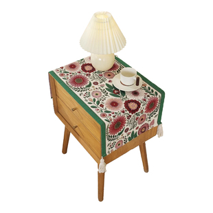 现代风床头柜桌旗流苏电视柜微波炉冰箱茶几防尘盖布餐桌台布桌布