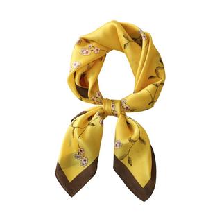 黄色小方巾丝巾女春秋护颈围脖子围巾纱巾妈妈搭配衬衫装饰70x70