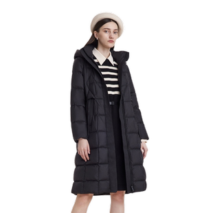 歌莉娅中长款羽绒服女2023冬季新款保暖鹅绒服连帽外套1ACC8D54A