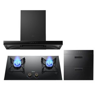 美的抽油烟机燃气灶套餐烟灶热水器消毒柜家用厨房顶吸式三件套装