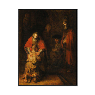 伦勃朗人物油画挂画复古客厅装饰画欧式古典艺术壁画墙画无框画