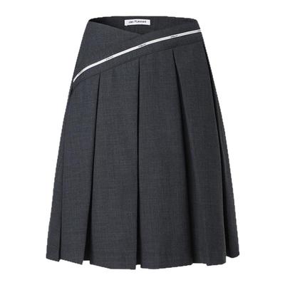 JAC FLEURANT2025夏季新款半身裙女交叉腰头a字裙灰色时尚百褶裙