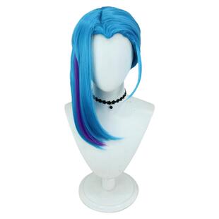 双城之战2 金克丝cos假发 新形象仿真头皮顶 蓝紫挑色金克斯假发